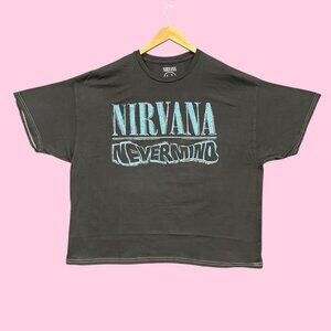 Nirvana Nevermind Cassette Tape Grunge Band Oversized Tee L